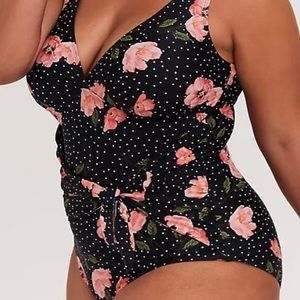 TORRID FLORAL & POLKA DOT ONE-PIECE SWIMSUIT